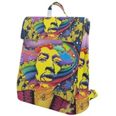 Psychedelic Rock Jimi Hendrix Flap Top Backpack by Semog4