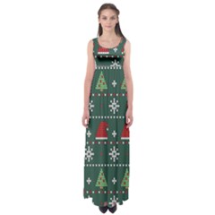 Beautiful Knitted Christmas Pattern Empire Waist Maxi Dress by Semog4