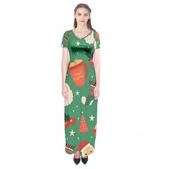 Colorful Funny Christmas Pattern Short Sleeve Maxi Dress by Semog4