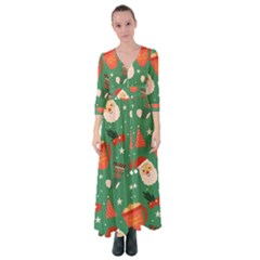 Colorful Funny Christmas Pattern Button Up Maxi Dress by Semog4