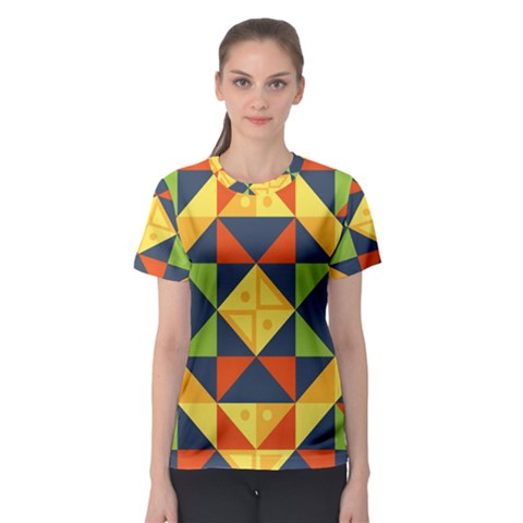 Background Geometric Color Women s Sport Mesh Tee by Semog4