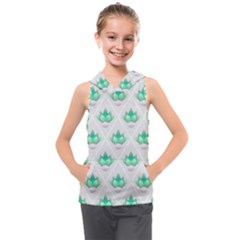 Plant Pattern Green Leaf Flora Kids  Sleeveless Hoodie by Semog4