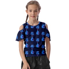 Flower Vase Pattern Kids  Butterfly Cutout Tee by Ravend