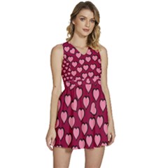 Pattern Pink Abstract Heart Love Sleeveless High Waist Mini Dress by Ravend