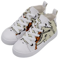 Cat Playing The Violin Art Kids  Mid-top Canvas Sneakers