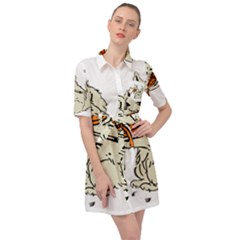 Cat Playing The Violin Art Belted Shirt Dress by oldshool