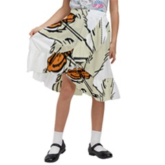 Cat Playing The Violin Art Kids  Ruffle Flared Wrap Midi Skirt by oldshool