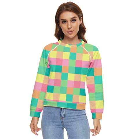 Checkerboard-pastel-squares- Women s Long Sleeve Raglan Tee by Semog4