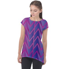 Geometric-background-abstract Cap Sleeve High Low Top by Semog4