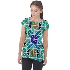 Mosaic-triangle-symmetry- Cap Sleeve High Low Top by Semog4