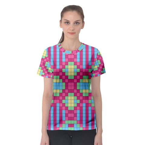 Checkerboard-squares-abstract---- Women s Sport Mesh Tee by Semog4