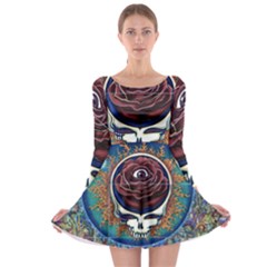 Grateful Dead Skull Rose Long Sleeve Skater Dress by Semog4