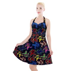 Grateful Dead Pattern Halter Party Swing Dress  by Semog4