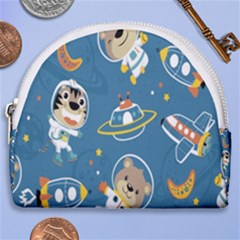 Seamless Pattern Funny Astronaut Outer Space Transportation Horseshoe Style Canvas Pouch by Semog4