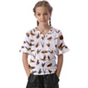 Butterfly Butterflies Insect Swarm Kids  V-Neck Horn Sleeve Blouse View1