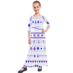 Marine Nautical Clip Art Kids  Quarter Sleeve Maxi Dress by Salman4z