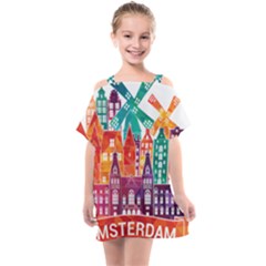 Vector Graphics Amsterdam Silhouette Kids  One Piece Chiffon Dress by Salman4z