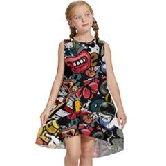 Mural Graffiti Paint Kids  Frill Swing Dress by Salman4z