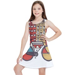 Amsterdam Graphic Design Poster Illustration Kids  Lightweight Sleeveless Dress by Salman4z