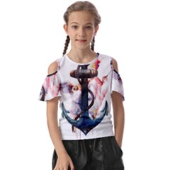 Anchor Watercolor Painting Tattoo Art Anchors And Birds Kids  Butterfly Cutout Tee by Salman4z