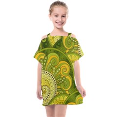 Doodles Patterns Ornament Vector Flowers Green Kids  One Piece Chiffon Dress by Salman4z