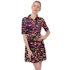 Funny Monster Mouths Belted Shirt Dress by Salman4z