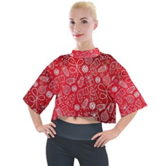 Christmas Pattern Red Mock Neck Tee by Salman4z