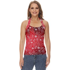 Christmas Pattern Red Basic Halter Top by Salman4z