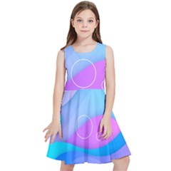 Colorful Blue Purple Wave Kids  Skater Dress by Salman4z