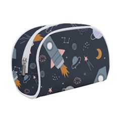 Space Background Illustration With Stars And Rocket Seamless Vector Pattern Make Up Case (small) by Salman4z