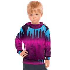 Futuristic Cityscape Kids  Hooded Pullover by Salman4z