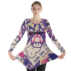 Retro Cartoon Hello Titty Parody Long Sleeve Tunic  by Salman4z