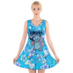 Blue Stitch Aesthetic V-neck Sleeveless Dress by Salman4z