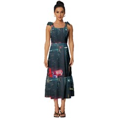 Cityscape Digital Art Tie-strap Tiered Midi Chiffon Dress by Salman4z