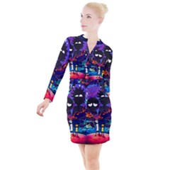 Rick And Morty In Outer Space Button Long Sleeve Dress by Salman4z