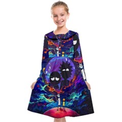 Rick And Morty In Outer Space Kids  Midi Sailor Dress by Salman4z