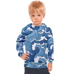 Waves Aesthetics Illustration Japanese Kids  Hooded Pullover by Salman4z