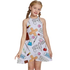 Medicine Kids  Halter Collar Waist Tie Chiffon Dress by SychEva