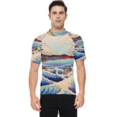 Wave Japanese Mount Fuji Woodblock Print Ocean Men s Short Sleeve Rash Guard by Salman4z