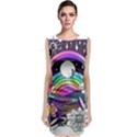 Rainbow Fun Cute Minimal Doodle Drawing Art Sleeveless Velvet Midi Dress View1