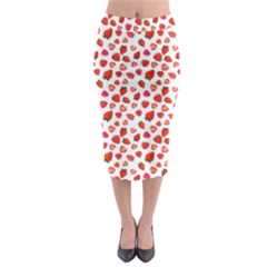 Watercolor Strawberry Midi Pencil Skirt by SychEva