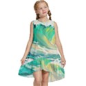 Waves Ocean Sea Tsunami Nautical 90 Kids  Frill Swing Dress View1