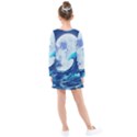 Waves Ocean Sea Tsunami Nautical 7 Kids  Long Sleeve Dress View2