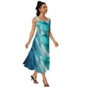 Tsunami Waves Ocean Sea Nautical Nature Water Tidal Square Neckline Tiered Midi Dress View3