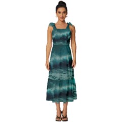 Waves Ocean Sea Tsunami Nautical 2 Tie-strap Tiered Midi Chiffon Dress by Jancukart