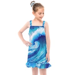 Tsunami Tidal Wave Ocean Waves Sea Nature Water 3 Kids  Overall Dress by Jancukart