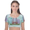 Amsterdam Landmark Landscape Velvet Short Sleeve Crop Top  View1