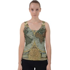 Vintage World Map Velvet Tank Top by Sudheng