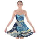 Starry Night Hokusai Van Gogh The Great Wave Off Kanagawa Strapless Bra Top Dress View1