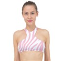 Pink Zebra Vibes Animal Print  High Neck Bikini Top View1